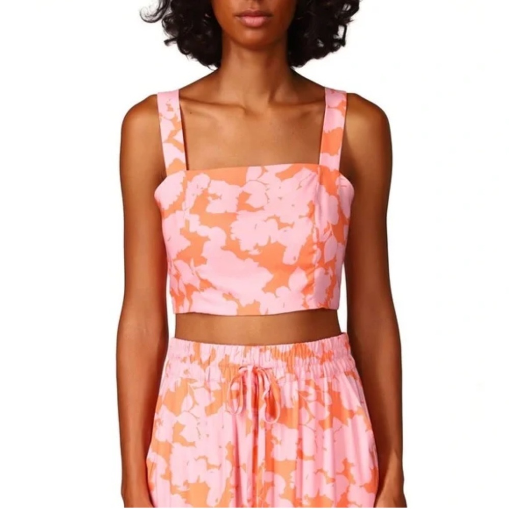 NEW Sanctuary Womens Floral Tie Back Crop Top Orange Pink XL